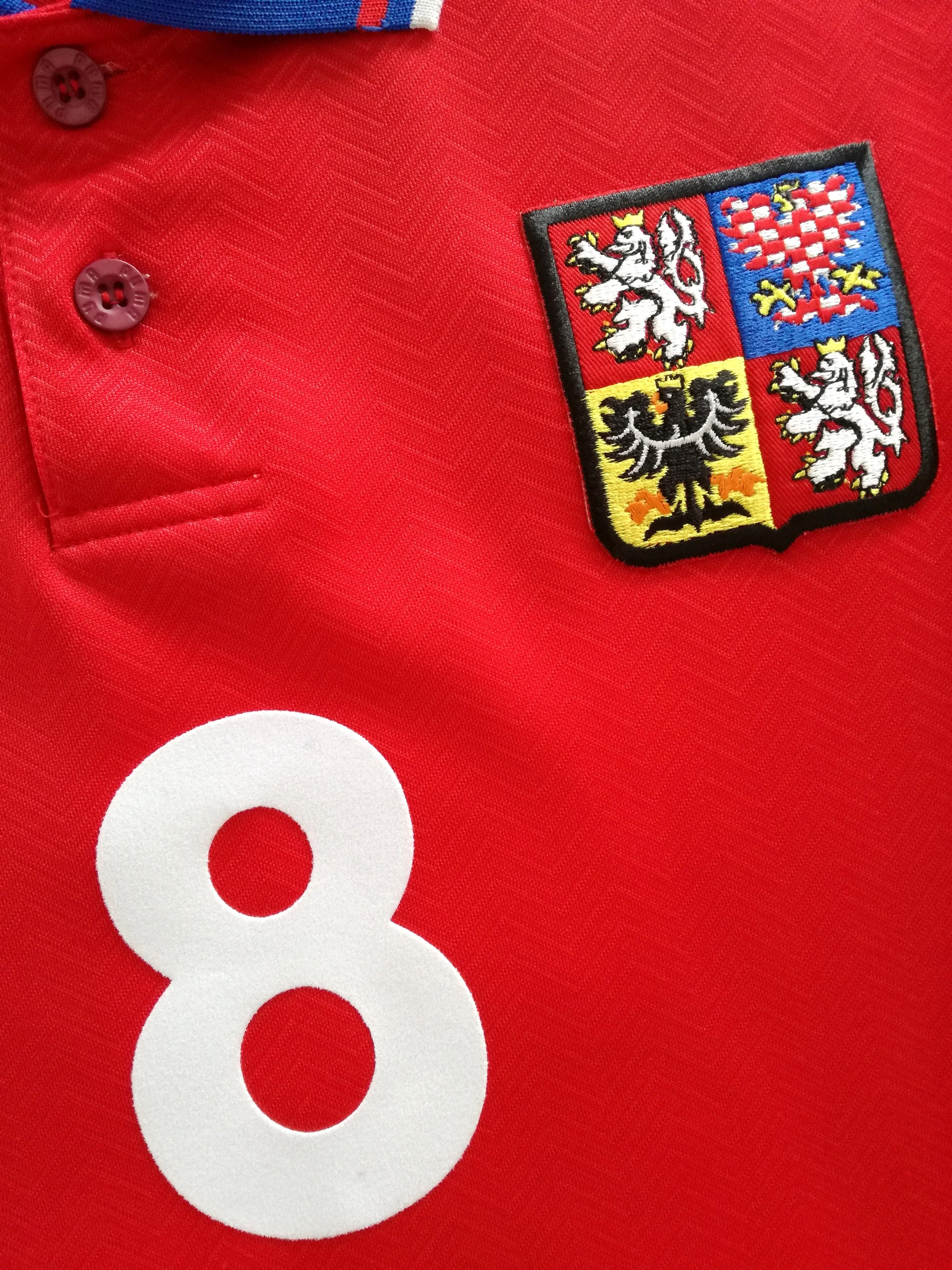 1996 Czech Republic Home European Championship Football Shirt Poborsky #8 (L) - Image 6